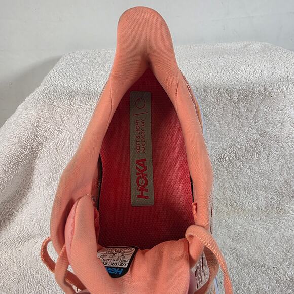 Hoka One One Clifton 8 Orange & Cream Lace-up Women's Running Shoes Size 10B - Picture 14 of 15